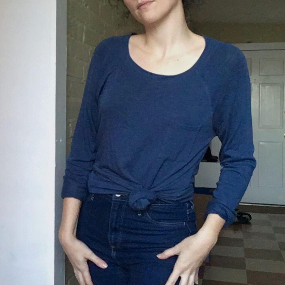 Blue long sleeve T-shirt